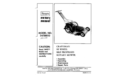 Craftsman Lawn Mower 247.8811 User Manual