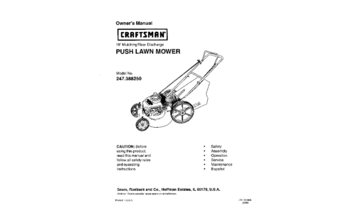 Craftsman Lawn Mower 247.388250 User Manual