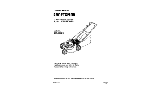 Craftsman Lawn Mower 247.388240 User Manual