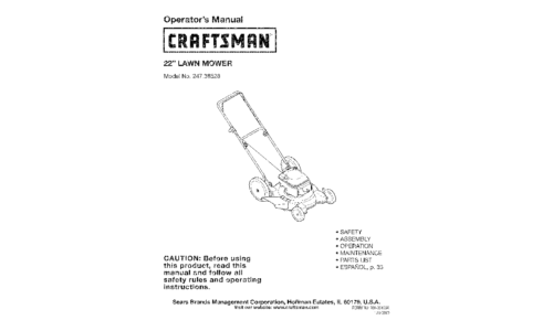 Craftsman Lawn Mower 247.38528 User Manual