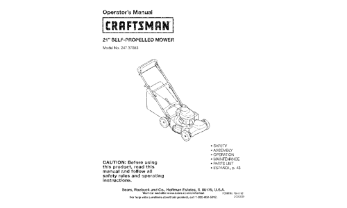 Craftsman Lawn Mower 247.37683 User Manual