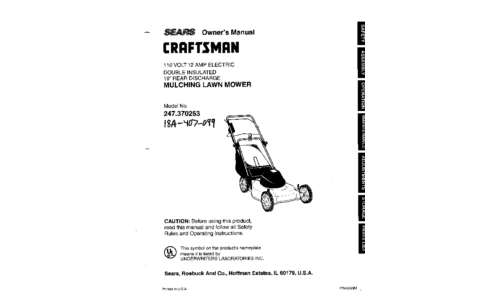 Craftsman Lawn Mower 247.370253 User Manual