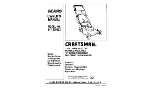 Craftsman Lawn Mower 247.370252 User Manual