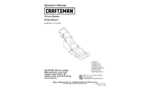 Craftsman Lawn Mower 247.370160 User Manual