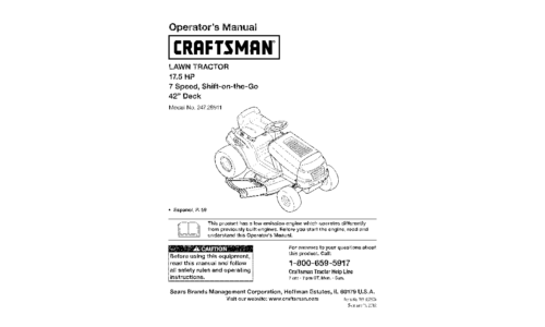 Craftsman Lawn Mower 247.28911 User Manual