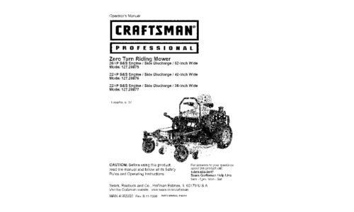 Craftsman Lawn Mower 127.28876 User Manual