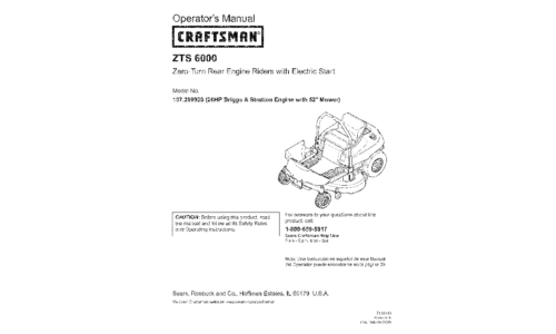 Craftsman Lawn Mower 107.289920 User Manual