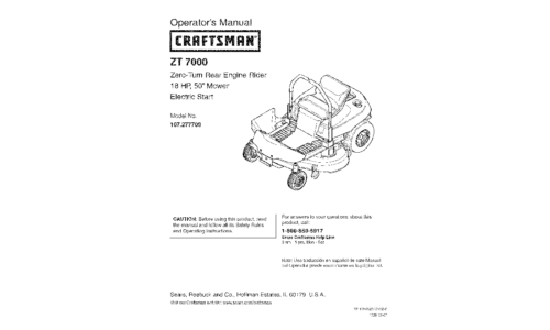 Craftsman Lawn Mower 107.2777 User Manual