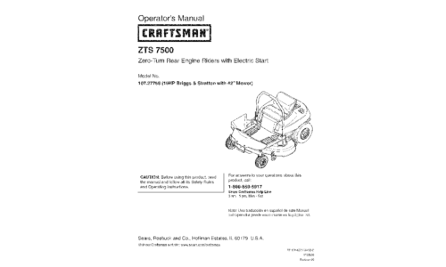 Craftsman Lawn Mower 107.27768 User Manual