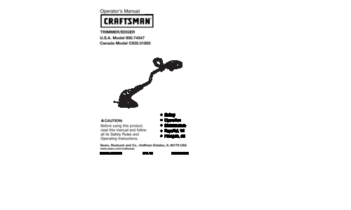 Craftsman Edger 900.74547 User Manual