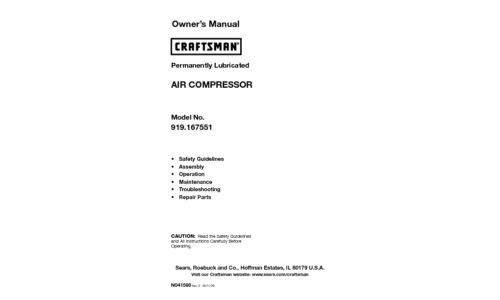 Craftsman Air Compressor 919.167551 User Manual