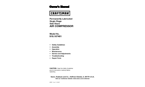 Craftsman Air Compressor 919.167461 User Manual