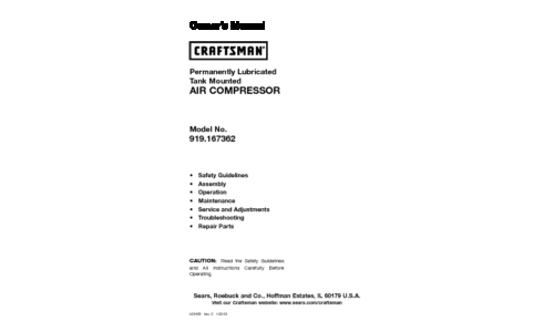 Craftsman Air Compressor 919.167362 User Manual