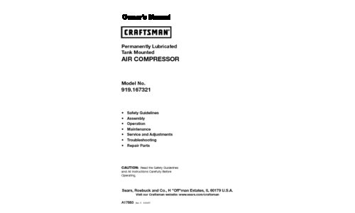 Craftsman Air Compressor 919.167321 User Manual