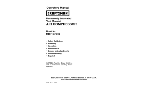 Craftsman Air Compressor 919.16724 User Manual