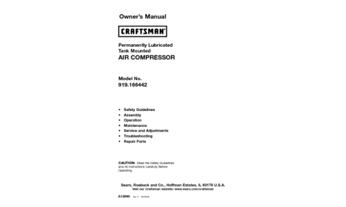 Craftsman Air Compressor 919.166442 User Manual