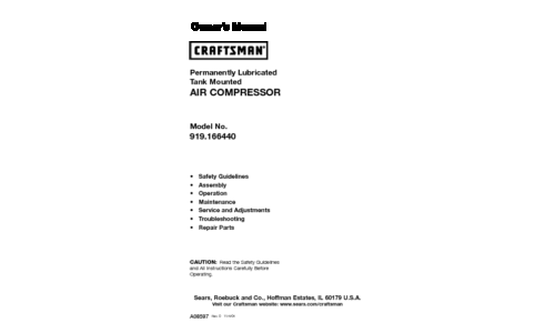 Craftsman Air Compressor 919.16644 User Manual