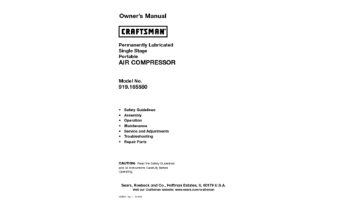 Craftsman Air Compressor 919.16558 User Manual