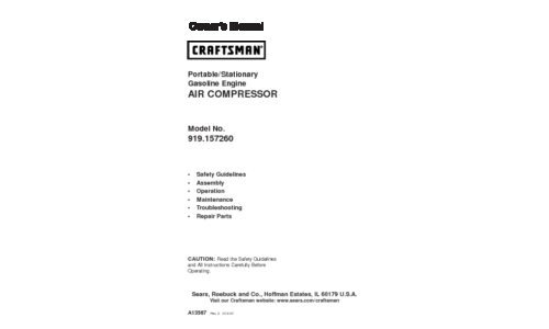 Craftsman Air Compressor 919.15726 User Manual