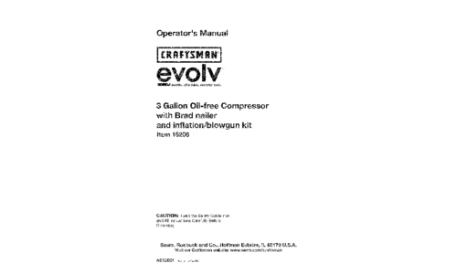 Craftsman Air Compressor 15206 User Manual