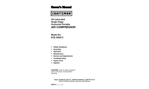 Craftsman 919.195411 User Manual