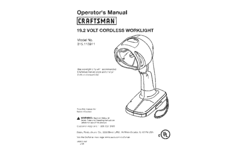 Craftsman 315.113911 User Manual