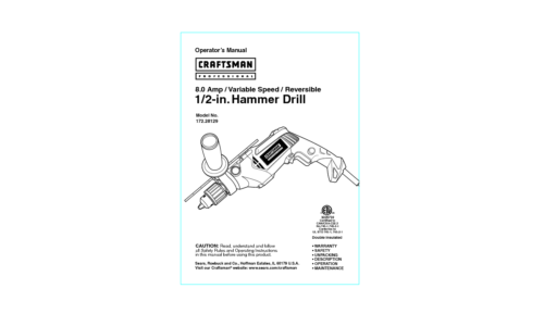 Craftsman 172.28129 User Manual