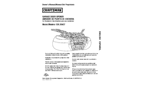 Craftsman 139.30437 User Manual