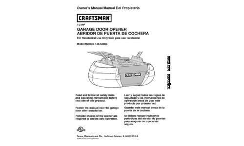 Craftsman 139.18987 User Manual