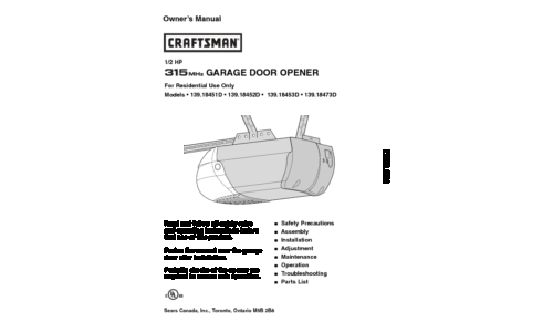 Craftsman 139.18453D User Manual