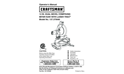 Craftsman 137.375640 User Manual