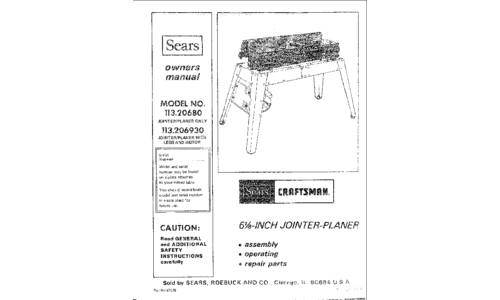 Craftsman 113.20680 Specifications