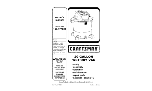 Craftsman 113.177621 User Manual