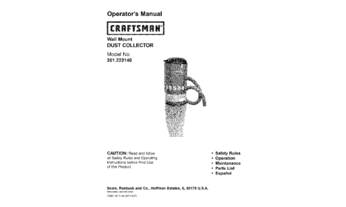 Craftsman Dust Collector 351.223140 User Manual