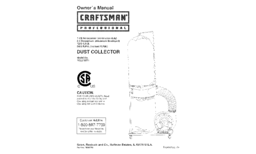 Craftsman Dust Collector 152.213371 User Manual