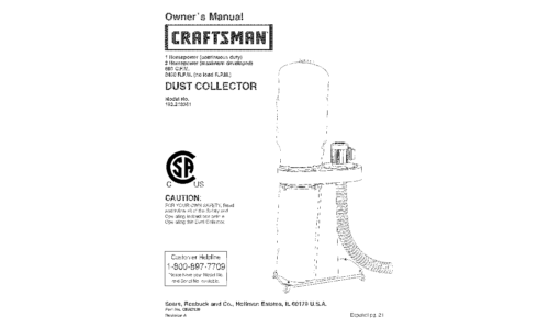 Craftsman Dust Collector 152.213361 User Manual