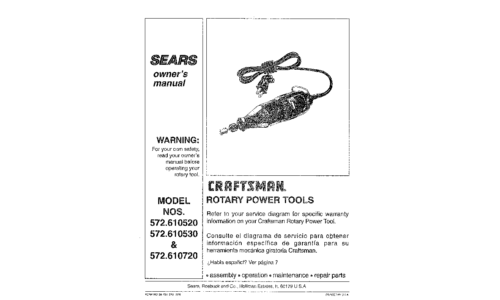 Craftsman Drill 572.610520 User Manual