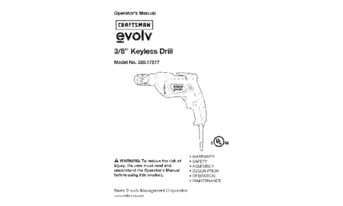 Craftsman Drill 320.17217 User Manual