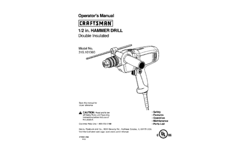 Craftsman Drill 315.10136 User Manual