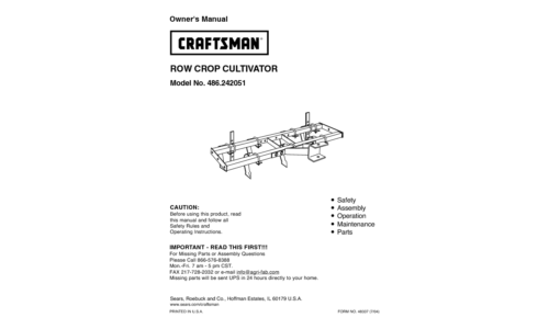 Craftsman Cultivator 486.242051 User Manual