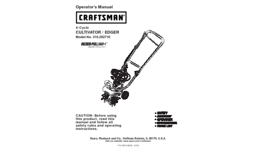 Craftsman Cultivator 316.29271 User Manual