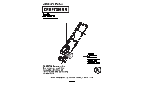 Craftsman Cultivator 316.292601 User Manual