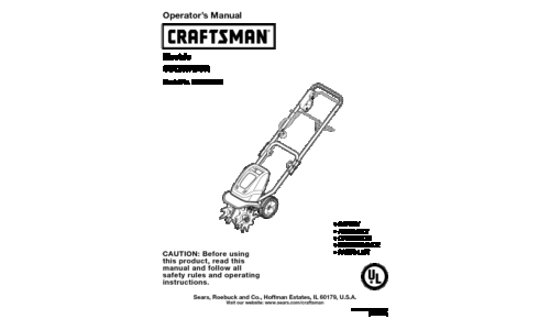 Craftsman Cultivator 316.2926 User Manual