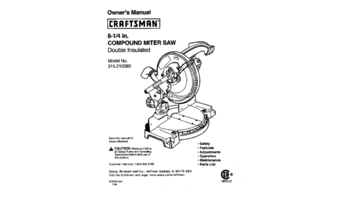 Craftsman Cordless Saw 315.21208 User Manual