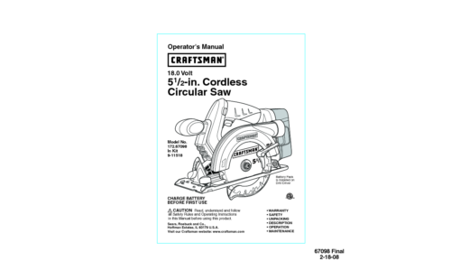 Craftsman Cordless Saw 172.67098 User Manual