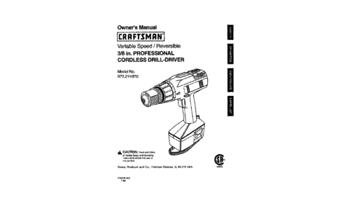 Craftsman Cordless Drill 973.2748.70 User Manual