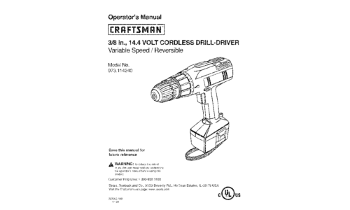 Craftsman Cordless Drill 973.11424 User Manual