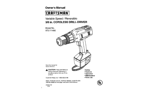 Craftsman Cordless Drill 973.111490 User Manual