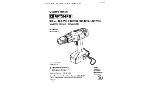 Craftsman Cordless Drill 973.111430 User Manual