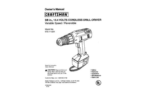 Craftsman Cordless Drill 973.111291 User Manual